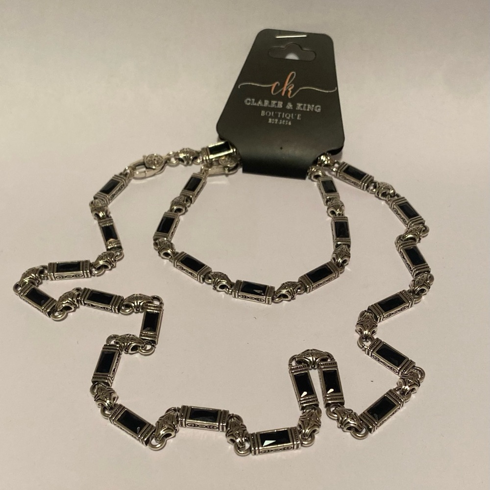 Men’s Grass Pattern Necklace & Bracelet Set Fashion Cool Retro